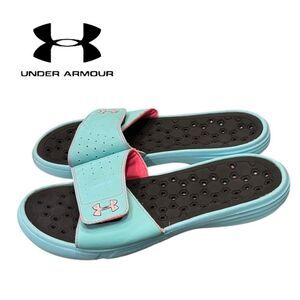 Under Armour Women’s Blue and Pink Slide Sandals 12